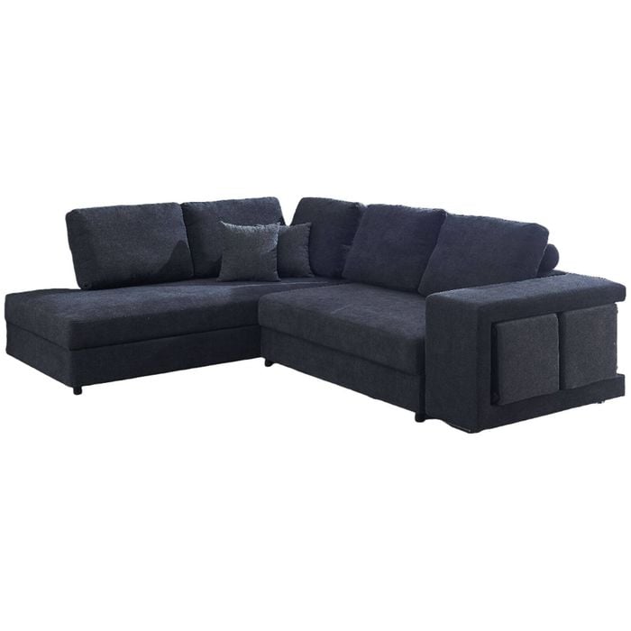 Melton 5 Seater Lounge Sofa with Chaise and Ottoman - Charcoal Grey