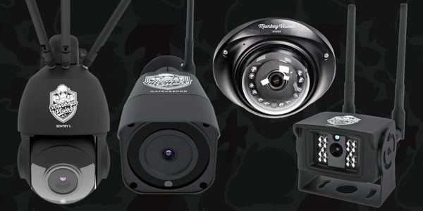 range of security  cameras on a black background