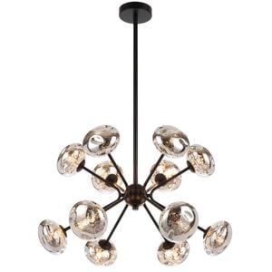 Telbix Varlin Contemporary Pendant Hanging Lamp Light Metal Glass Black Matte Mirror