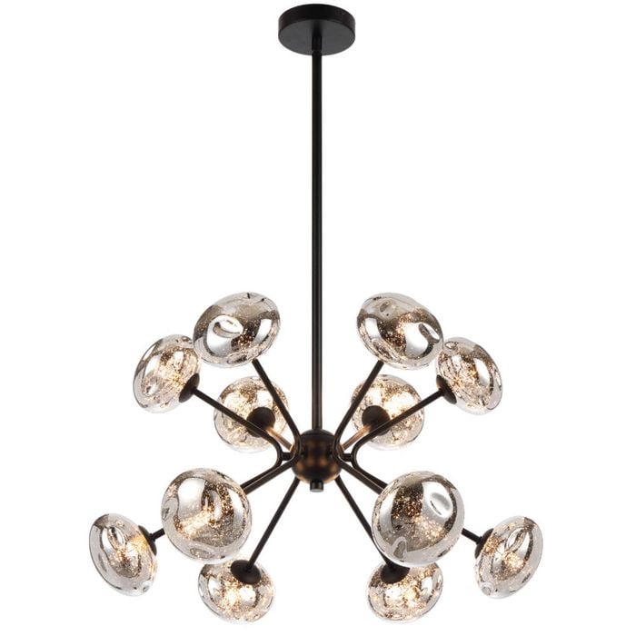 Telbix Varlin Contemporary Pendant Hanging Lamp Light Metal Glass Black Matte Mirror