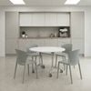 Olg Meeting Room Bundle: Modulus 1200mm Round Flip Table White + 4 Ripple Stackable Chairs Tea Green