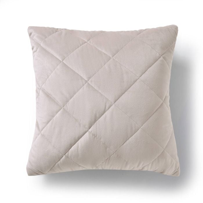 Dreamaker Haven Velvet Quilted Cushion Stone 50x50cm