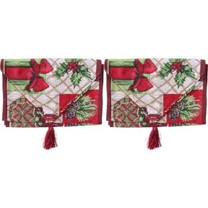 2PK LVD 34x180cm Polyester Vintage Christmas Table Runner Home/Kitchen Decor