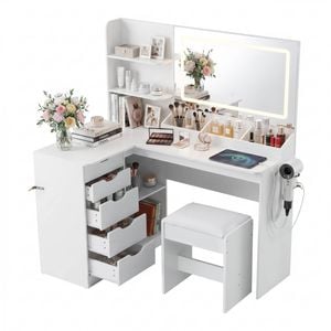 Artiss Dressing Table Corner Power Outlet White
