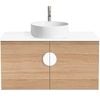 CIBO 900mm Oak Mornington Wall Hung Vanity With White Gloss Basin And White Handle