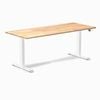 Desky Dual Natural Timber Rubberwood Sit Stand Desk 1800x750mm White Frame Leg