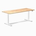 Desky Dual Natural Timber Rubberwood Sit Stand Desk 1800x750mm White Frame Leg
