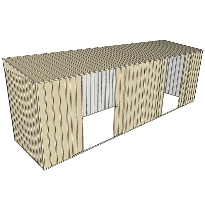 Build-a-Shed 1.5 x 6 x 2m Dual Sliding Side Door Skillion Shed - Cream