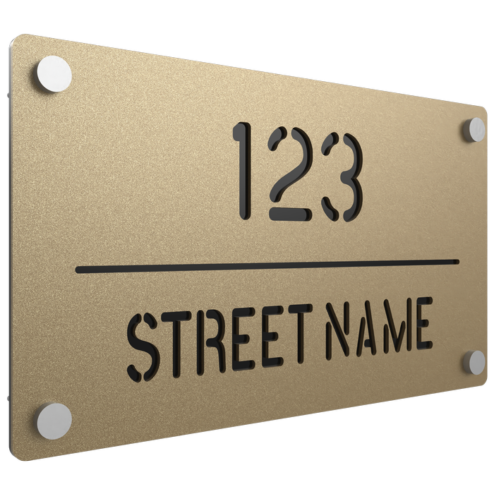 ProtectorAl 380mm x 220mm Gold Matt Custom House Sign ACM Cut Through
