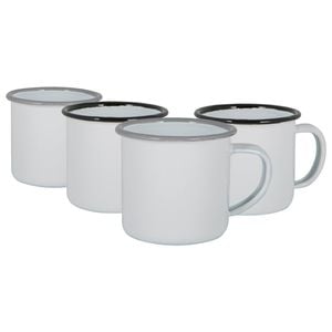 Argon Tableware 130ml Enamel Espresso Cups - Black/grey Set Of 4 Metal Drinking Mugs Teacup Coffee Mug Set Hot, Cold Drinks Cups