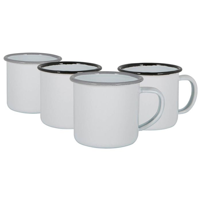 Argon Tableware 130ml Enamel Espresso Cups - Black/grey Set Of 4 Metal Drinking Mugs Teacup Coffee Mug Set Hot, Cold Drinks Cups