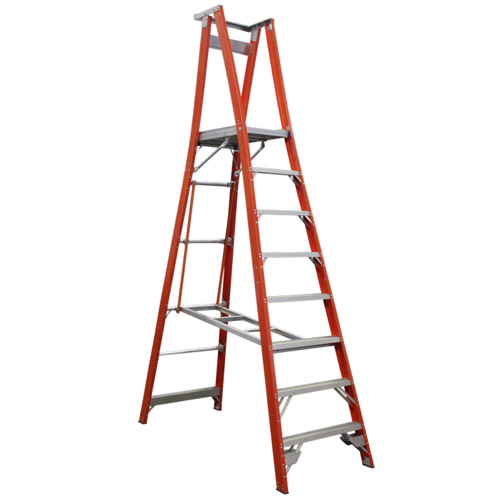 INDALEX 2.4m Industrial Fibreglass 180KG Pro Series Platform Ladder