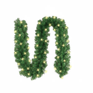 P&P Green Christmas Garland with LED Fairy Lights for Holiday Home Decoration