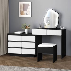 Alfordson Dressing Table Stool 8 Drawers White