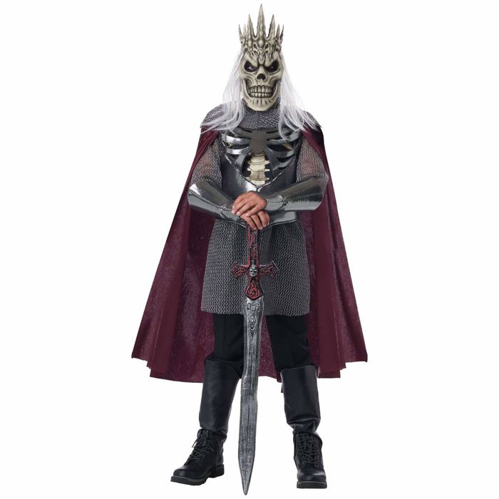 Fearsome Skeleton King Horror Medieval Knight Renaissance Ghost Boys Costume XL