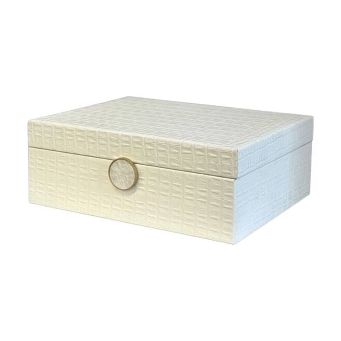 SS Collective Cream White Decorative Box W/ Mother of Pearl Latch 28x22x10cm