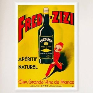 Galrie Fred Zizi Vintage Art Deco Apertif Poster (1932) Timeless Elegance Home Décor, White Frame, 50 x 70cm (20 x 28inch)