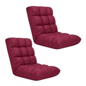Soga 2x Burgundy Flannel Lounge Chair Cushion Soft Comfortable Seat Pad