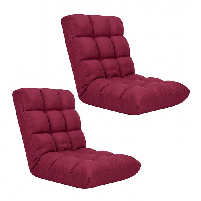 Soga 2x Burgundy Flannel Lounge Chair Cushion Soft Comfortable Seat Pad