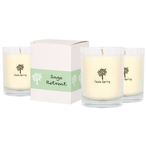 Nicola Spring 3x 160g Soy Wax Scented Candles - Sage Retreat - 28 Hour Burn Time Relaxation Aromatherapy Gift Ready Jar Candle
