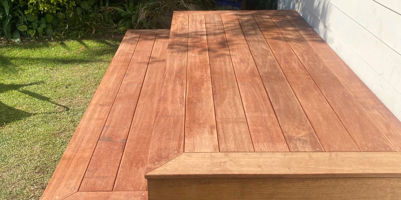 deck in a backyard