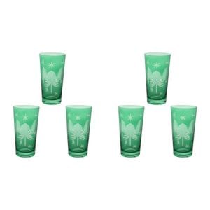 6PK LDV 9x15cm Glass Tall Tumbler Emerald Home Christmas Decor - Green