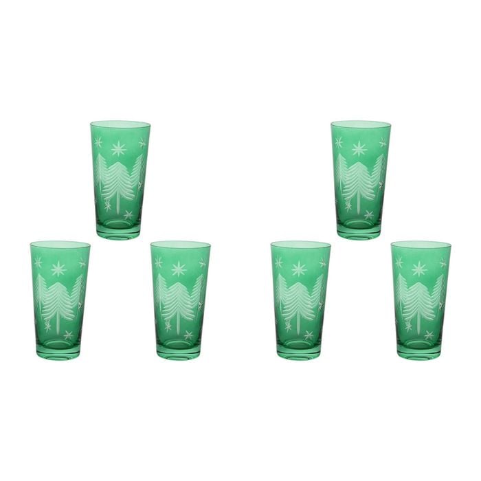 6PK LDV 9x15cm Glass Tall Tumbler Emerald Home Christmas Decor - Green