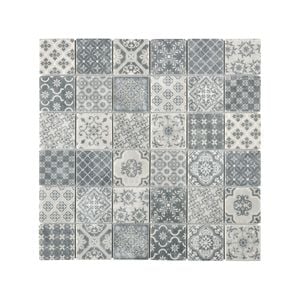 Decor8 297 x 297mm Grey Glass Victorian Print Mosaic Tile