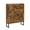 IHOMDEC Shoe Storage Cabinet with 2 Flip Drawers and Metal Legs Rustic Dark Brown