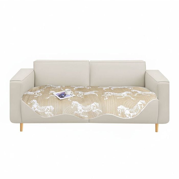 SOGA Four-Seater Beige Horse Print 90x260cm Throw Blanket Sofa Cover