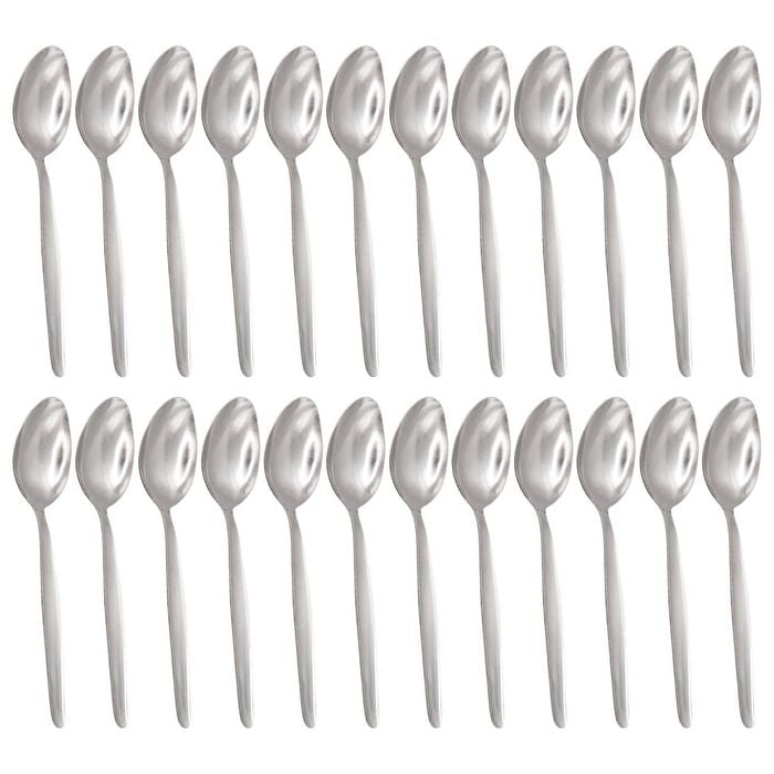 Argon Tableware Economy Silver Dessert Spoons - 12x Durable Rust Resistant Stainless Steel Dishwasher Safe Flatware Set