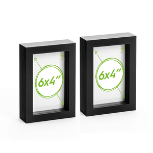 Nicola Spring Box Picture Glass Photo Frame, Standing & Hanging - For 4x6" (10x15cm) Photos - Pack Of 2