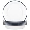 Argon Tableware White Deep Bowls - 22.5cm - Set Of 6 - Navy Blue Metal Enamel Cereal Lightweight Camping Serving Bowls