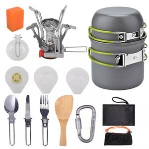Digitel Camping Cookware Set with Stove and Tableware Kit
