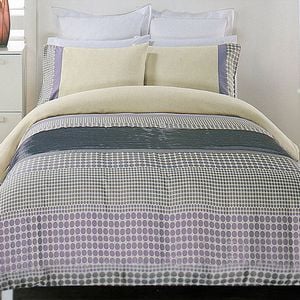 Designers Choice Brie Lilac Grey Quilt Cover Set Queen