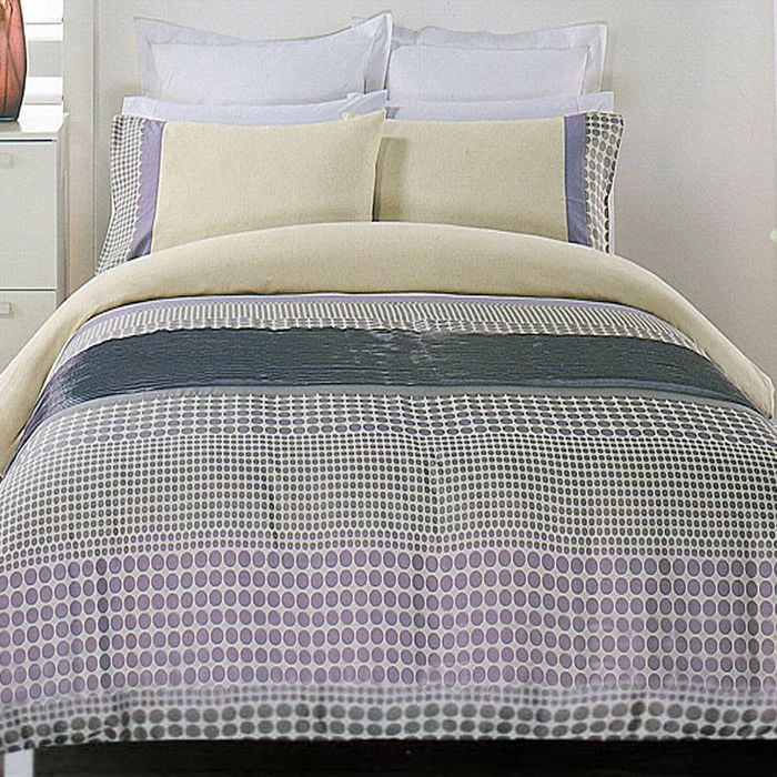Designers Choice Brie Lilac Grey Quilt Cover Set Queen