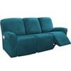 Smarcute 3 Seater Velvet Recliner Chair Sofa Couch Cover 8 Piece for 3 Cushion Seat Deep Teal