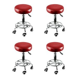 Levede 4pc Adjustable Height Salon Bar Stool - Burgundy Red