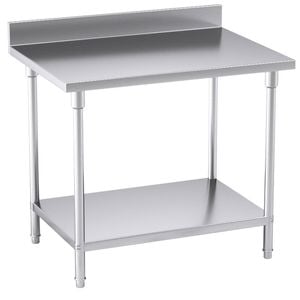 SOGA 100x70x85cm Stainless Steel Bench with Backsplash