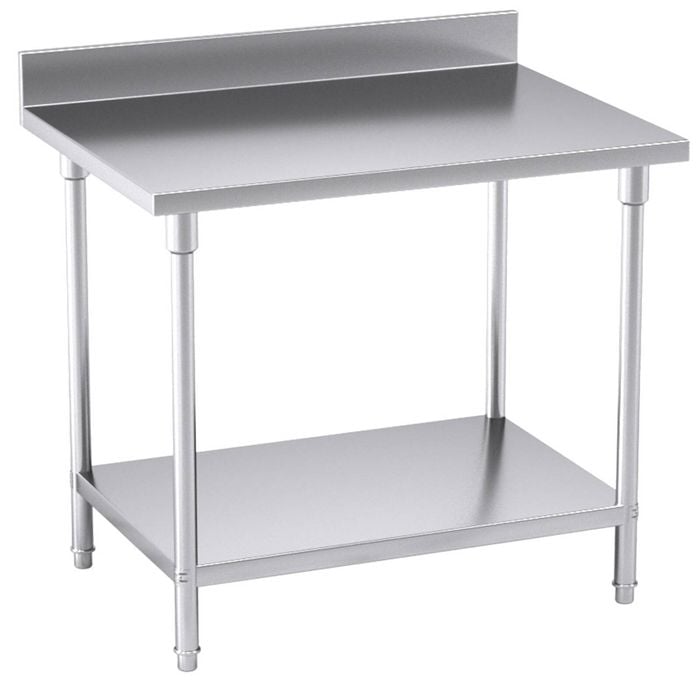 SOGA 100x70x85cm Stainless Steel Bench with Backsplash