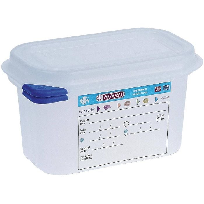 Araven Gastronorm Containers With Lids Polypropylene 1/9 100mm 4 Pack Commercial Kitchen Storage
