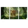 3pcs Young Leopard Running Through A Jungle Print 100% Australian Made 3 x 40x60cm  (Stretched)