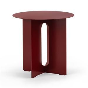 Kiyo Merlot Red Round Steel Side Table