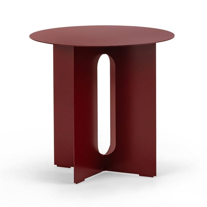 Kiyo Merlot Red Round Steel Side Table