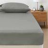 400tc Bamboo Cotton Fitted Sheet With Pillowcase Set Long Single Size 40cm Wall Silver