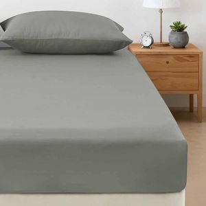 400tc Bamboo Cotton Fitted Sheet With Pillowcase Set Long Single Size 40cm Wall Silver