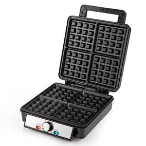 Costway 1200W Waffle Iron 4-Slice Square Waffle Maker w/Browning Knob Nonstick-Black