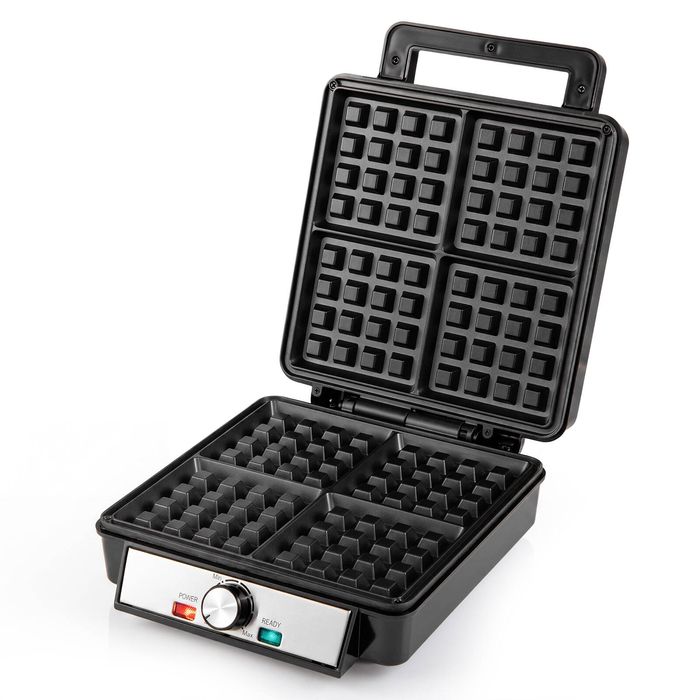 Costway 1200W Waffle Iron 4-Slice Square Waffle Maker w/Browning Knob Nonstick-Black