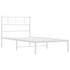 vidaXL Bed Frame with Headboard Bed Base Single Bed 107x203 cm White Metal