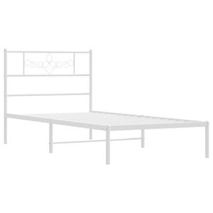 vidaXL Bed Frame with Headboard Bed Base Single Bed 107x203 cm White Metal